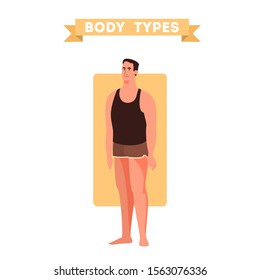 Male body shapes. Triangle and rectangle, pear and apple figure. Human anatomy. Vector illustration in cartoon style