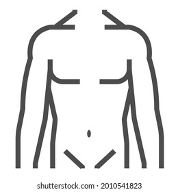 Male body, square line vector icon