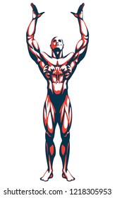 Male Bodybuilder Colorful Vector Illustration EPS 10