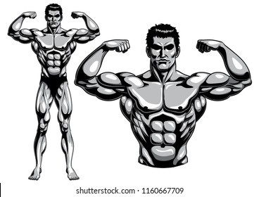 Male Bodybuilder Full Body_vector Illustration Eps Stock Vector ...