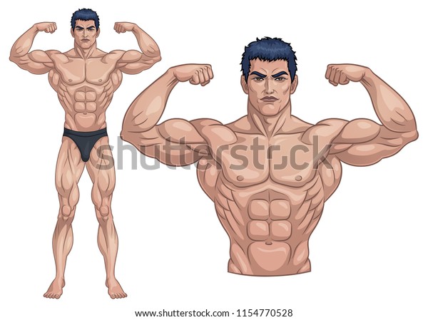 Male Bodybuilder Full Body Vector Illustration Eps Stock Vector