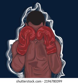male boxer in attack position, with energy effect surrounding him.	
