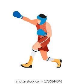 Male boxer attacking isolated design element. Wrestling match vector illustration.