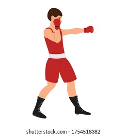Male boxer cartoon character. Boxing man vector illustration, sportsman isolated on a white background
