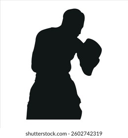 a male boxing player in isolation on a white background in a vector format