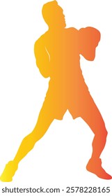 Male Boxing Player Silhouette with Colorful Design. Vector Illustration