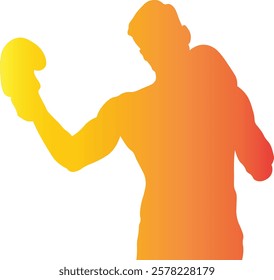 Male Boxing Player Silhouette with Colorful Design. Vector Illustration