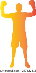 Male Boxing Player Silhouette with Colorful Design. Vector Illustration