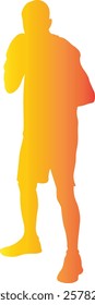 Male Boxing Player Silhouette with Colorful Design. Vector Illustration
