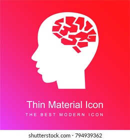 Male brain red and pink gradient material white icon minimal design