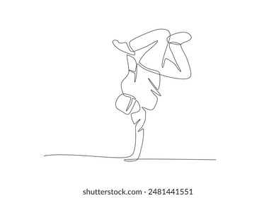 Male break dancer. Break dancing concept one-line drawing