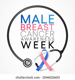 Male Breast Cancer awareness week is observed every year on third week of October. Vector illustration