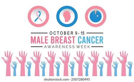 Male Breast Cancer Awareness Week is observed every year on October. Medical Healthcare Awareness concept. background, placard, banner template Vector illustration design.