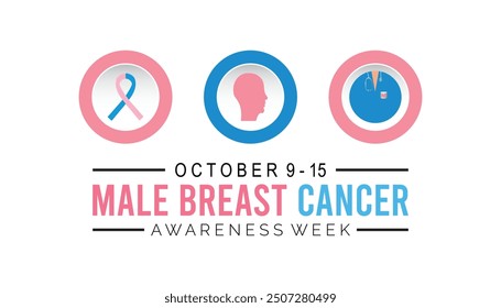 Male Breast Cancer Awareness Week is observed every year on October. Medical Healthcare Awareness concept. background, placard, banner template Vector illustration design.