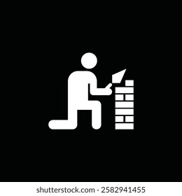 Male bricklayer silhouette bundles wearing construction uniforms vector. Male Mason silhouette collection with different poses. Man construction worker silhouette set standing in different poses.