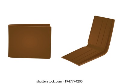 Male brown wallet. vector illustration