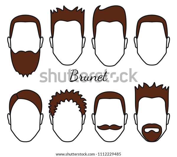 Male Brunet Hair Face Fungus Styles Stock Vector Royalty Free