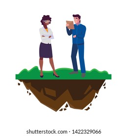 male builder constructor with afro woman engineer
