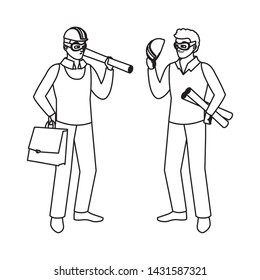 male builder constructor with architect boss