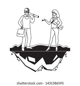 male builder constructor with woman engineer