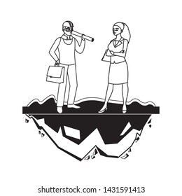 male builder constructor with woman engineer