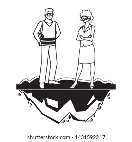 male builder constructor with woman engineer