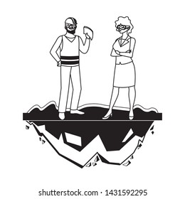 male builder constructor with woman engineer