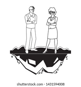 male builder constructor with woman engineer