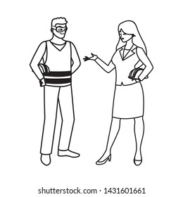 male builder constructor with woman engineer