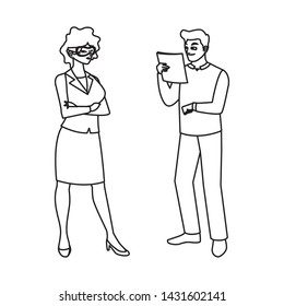 male builder constructor with woman engineer