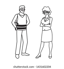 male builder constructor with woman engineer