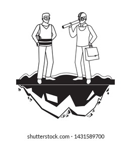 male builder constructor worker with architect boss