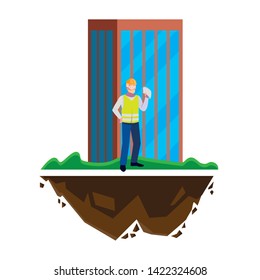 male builder constructor worker with building