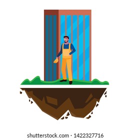 male builder constructor worker with building