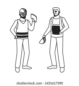 male builders constructors workers characters