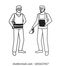 male builders constructors workers characters
