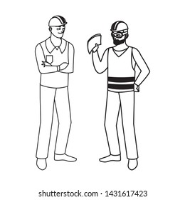 male builders constructors workers characters