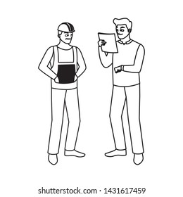 male builders constructors workers characters