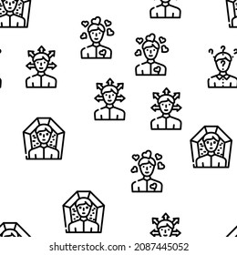 Male Business And Expression Vector Seamless Pattern Thin Line Illustration