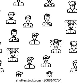 Male Business And Expression Vector Seamless Pattern Thin Line Illustration