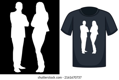 Male Business Girl Eps Women's Woman Standing Template Model Boy Man Light Photo T Shirt