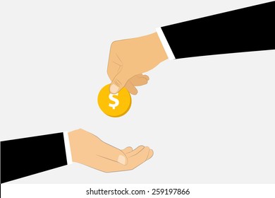 Male business hand Give dollar money for other business man.