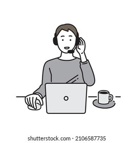 Male business person teleworking PC