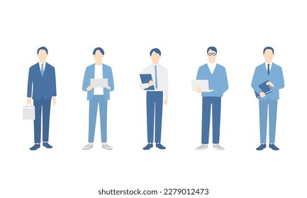 Male business team of various occupations