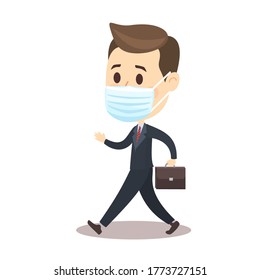 Male Business wearing Mask   Character Vector