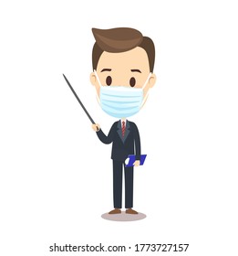Male Business wearing Mask   Character Vector