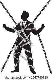 Male Businessman Caught In A Chain