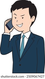 Male businessman grinning on the phone