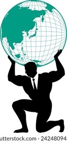 male businessman holding the earth