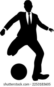 Male businessman kicking a ball